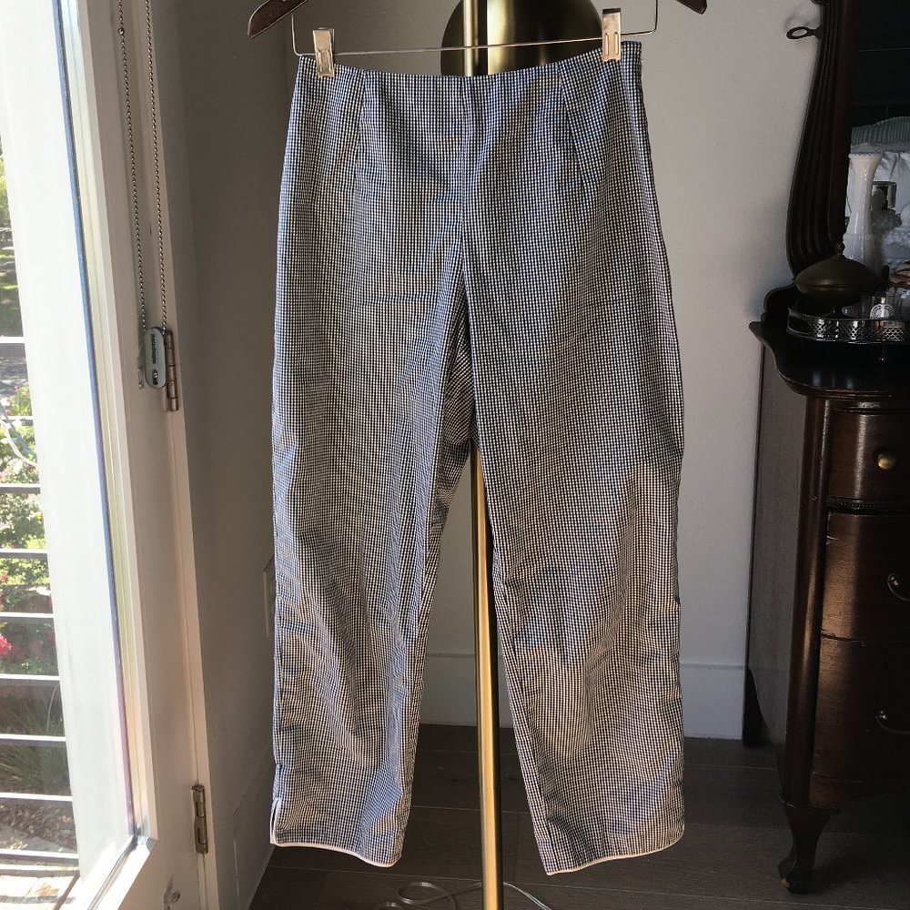 ann taylor cropped mini gingham pants - black/white - size 2